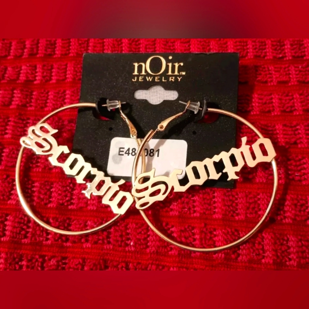 nOir earrings Scorpio gold hoops NWT